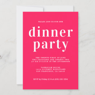 Einfache Chic Typografie Diva Pink Abendessen Part Einladung