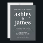 Einfache Chic Typografie Schwarz-weiß Hochzeit Einladung<br><div class="desc">Einfache und schicke Hochzeitseinladung mit weißer stilvoller, eleganter und moderner Typografie auf schwarzem Hintergrund. Fügen Sie einfach Ihre Hochzeitsdetails hinzu. Exklusiv für Sie entworfen von Happy Dolphin Studio. Wenn Sie Hilfe oder passende Produkte benötigen, kontaktieren Sie uns bitte unter happydolphinstudio@outlook.com. Wir helfen Ihnen gerne, Ihre Hochzeit zum schönsten Tag zu...</div>