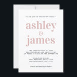 Einfache Chic Typografie Silver Pink Wedding Einladung<br><div class="desc">Einfache und schicke Hochzeitseinladung mit kühnen Schriftzeichen mit silber rosa Stilmöbeln, eleganter und moderner Typografie auf weißem Hintergrund. Fügen Sie einfach Ihre Hochzeitsdetails hinzu. Exklusiv für Sie entworfen von Happy Dolphin Studio. Wenn Sie Hilfe oder passende Produkte benötigen, kontaktieren Sie uns bitte unter happydolphinstudio@outlook.com. Wir helfen Ihnen gerne, Ihre Hochzeit...</div>