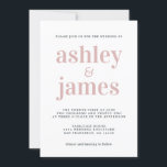 Einfache Chic Typografie Silver Pink Wedding Einladung<br><div class="desc">Einfache und schicke Hochzeitseinladung mit kühnen Schriftzeichen mit silber rosa Stilmöbeln, eleganter und moderner Typografie auf weißem Hintergrund. Fügen Sie einfach Ihre Hochzeitsdetails hinzu. Exklusiv für Sie entworfen von Happy Dolphin Studio. Wenn Sie Hilfe oder passende Produkte benötigen, kontaktieren Sie uns bitte unter happydolphinstudio@outlook.com. Wir helfen Ihnen gerne, Ihre Hochzeit...</div>