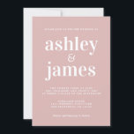 Einfache Chic Typografie Silver Pink Wedding Einladung<br><div class="desc">Einfache und schicke Hochzeitseinladung mit weißer stilvoller, eleganter und moderner Typografie auf silberrosa Hintergrund. Fügen Sie einfach Ihre Hochzeitsdetails hinzu. Exklusiv für Sie entworfen von Happy Dolphin Studio. Wenn Sie Hilfe oder passende Produkte benötigen, kontaktieren Sie uns bitte unter happydolphinstudio@outlook.com. Wir helfen Ihnen gerne, Ihre Hochzeit zum schönsten Tag zu...</div>