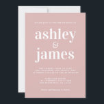 Einfache Chic Typografie Silver Pink Wedding Einladung<br><div class="desc">Einfache und schicke Hochzeitseinladung mit weißer stilvoller, eleganter und moderner Typografie auf silberrosa Hintergrund. Fügen Sie einfach Ihre Hochzeitsdetails hinzu. Exklusiv für Sie entworfen von Happy Dolphin Studio. Wenn Sie Hilfe oder passende Produkte benötigen, kontaktieren Sie uns bitte unter happydolphinstudio@outlook.com. Wir helfen Ihnen gerne, Ihre Hochzeit zum schönsten Tag zu...</div>