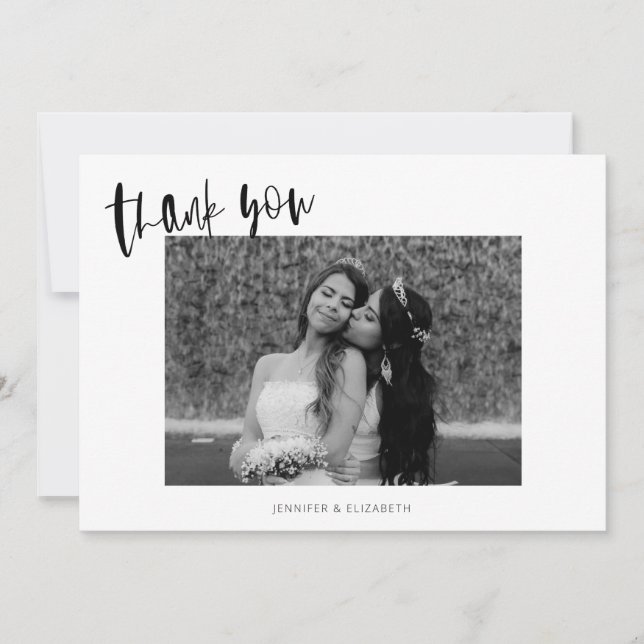 Einfache Chic Wedding Dankeschön Card Dankeskarte (Vorderseite)