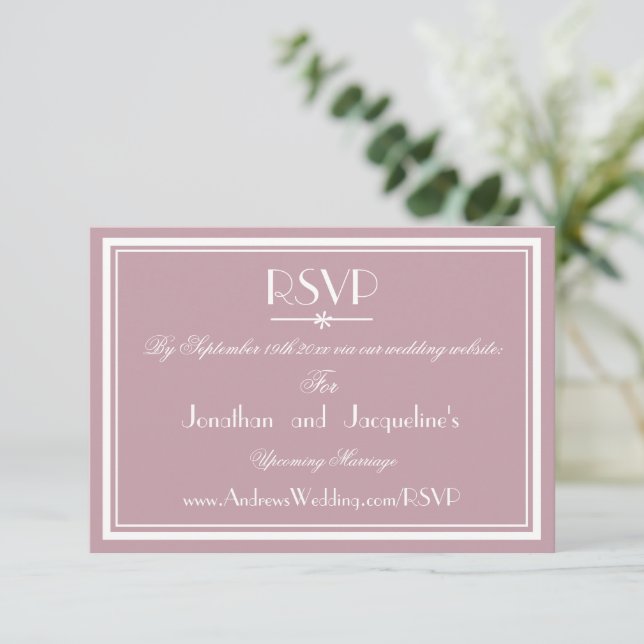 Einfache Chic Wedding Website RSVP Card (Stehend Vorderseite)