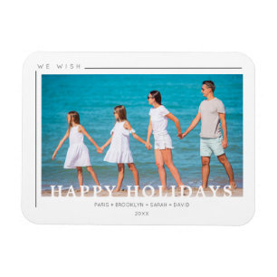 Einfache Chic Weihnachtstypografie Foto Familie Magnet