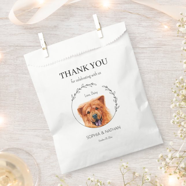 Einfache Chow Chow Dog Hochzeit Vielen Dank für di Geschenktütchen (Ausgeschnitten)