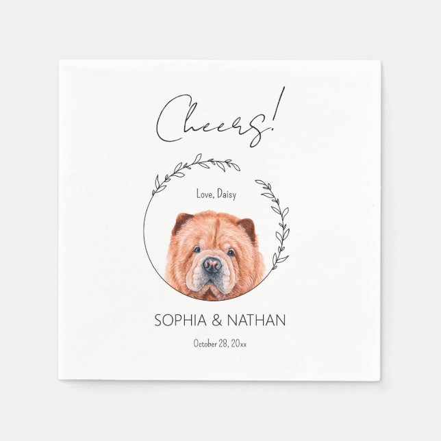 Einfache Chow Chow Dog Wedding Cocktail Serviette (Vorderseite)