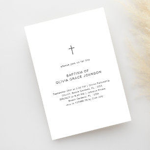 Einfache Christening Black & White Minimal Taufe Einladung
