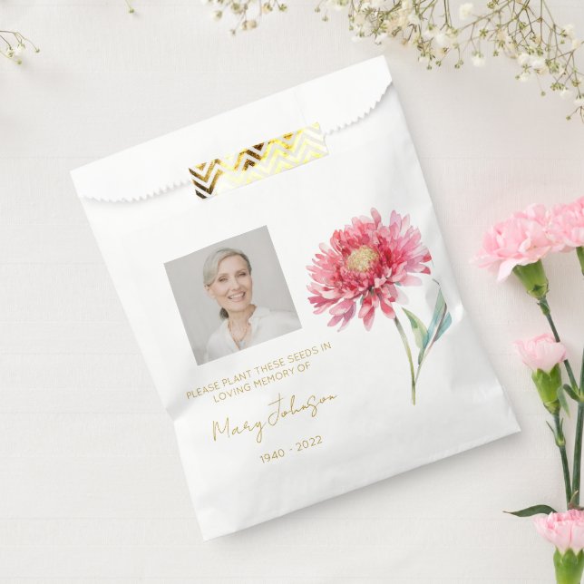 Einfache Chrysanthemen-Foto-Trauer-Samen Geschenktütchen (Versiegelt)