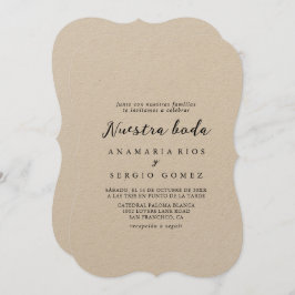 Einfache Classic Kraft Nuestra Boda Wedding Einladung