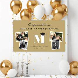 Einfache Classic Monogram 4 Foto Graduation Party Banner