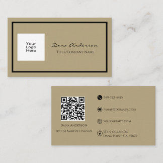 Einfache Classic QR Code Black and Tan Business Ca Visitenkarte