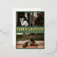 Einfache Classic Weihnachten Grün Drei Foto Gold