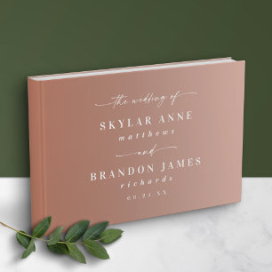 Einfache Clay Terracotta & Blush Ombre Wedding Gästebuch