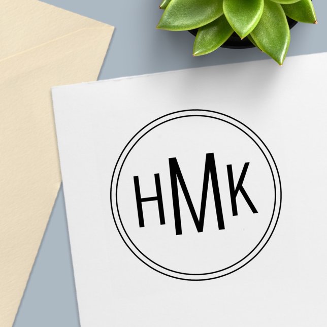 Einfache Clean Clean Monogram 3 Initialen Permastempel (Von Creator hochgeladen)