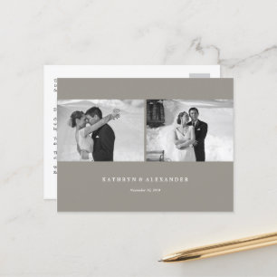 Einfache Clean Gray Rahmen Hochzeit Vielen Dank 2  Postkarte