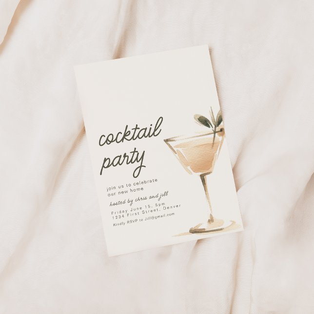 Einfache Cocktail-Party Einladung mit Drink (Von Creator hochgeladen)