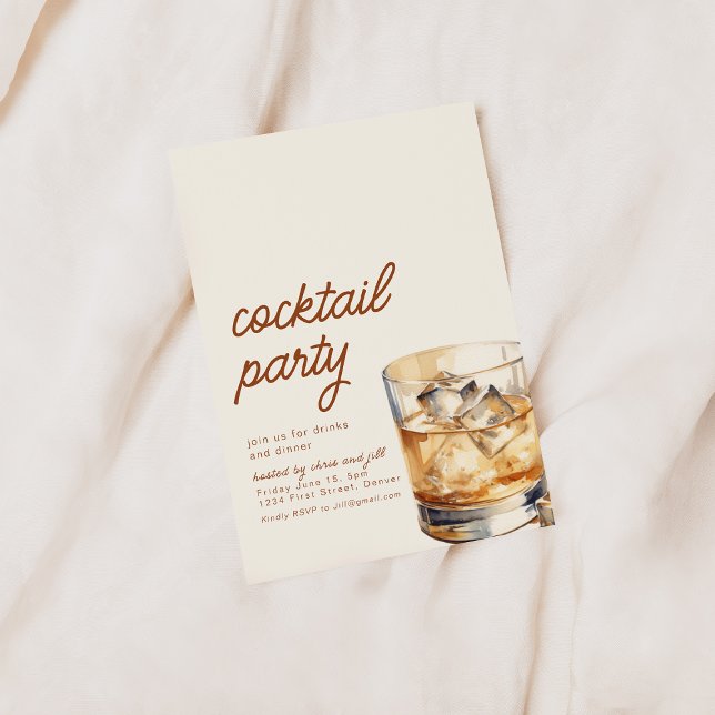 Einfache Cocktail-Party Einladung mit Drink (Von Creator hochgeladen)