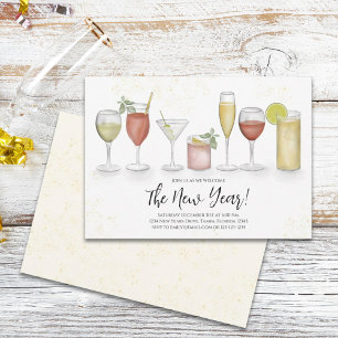 Einfache Cocktailgetränke im New Years Party Aquar Einladung