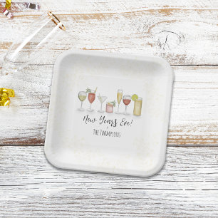 Einfache Cocktailgetränke im New Years Party Aquar Pappteller