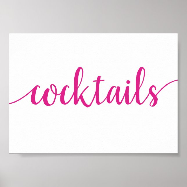 Einfache Cocktails | Alle Bar in Hot Pink Poster (Vorne)