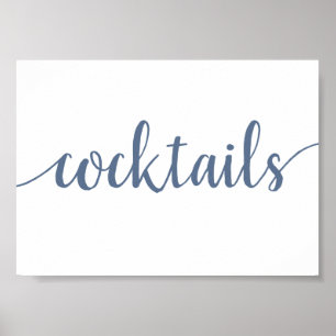 Einfache Cocktails   Dusty Blue Any Event Bar Sign Poster