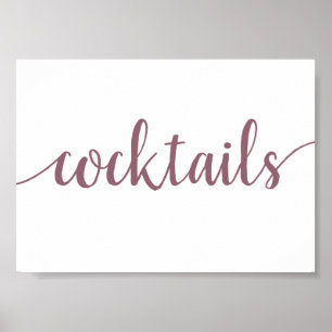 Einfache Cocktails Mauve Pink Jedes Ereignis Bar Poster