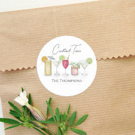 Einfache Cocktailtränke Wasserfarben Whimsikischer Runder Aufkleber