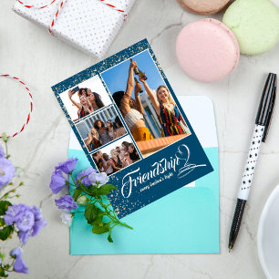 Einfache Collaboration Freunde Foto Holiday Card Dankeskarte