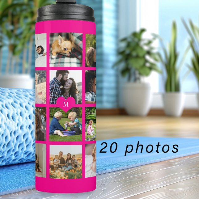 Einfache Collage aus Foto mit Monogramm Keepsake h Thermosbecher (Von Creator hochgeladen)