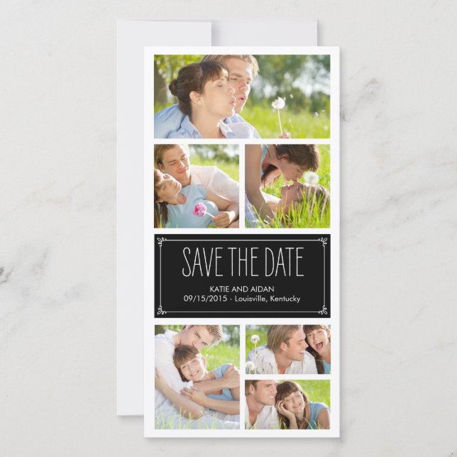 Einfache Collage Save The Date Fotokarten (Vorderseite)