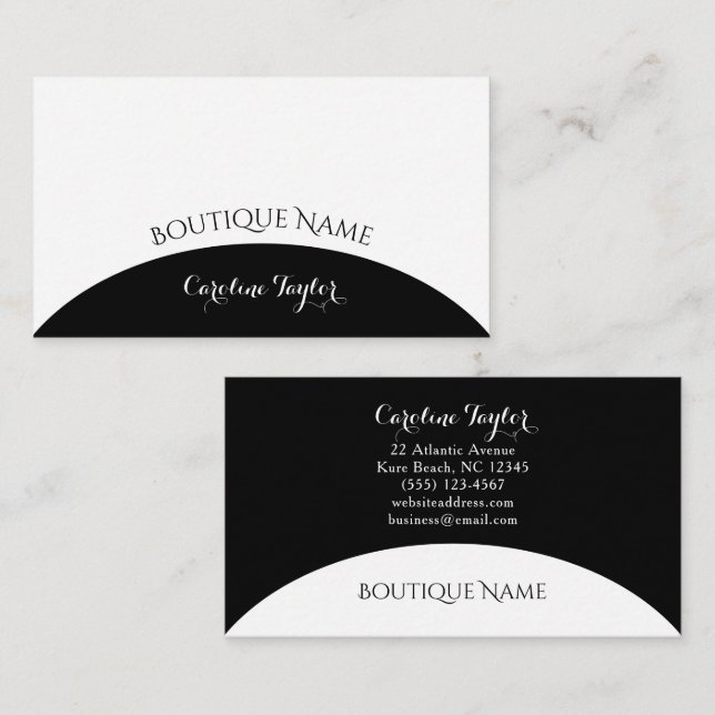 Einfache Colorblock Boutique Black Business Card Begleitkarte (Vorne/Hinten)