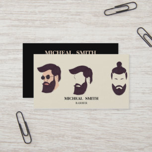 Einfache Coole Retro-Vintage Barber-Monogramm-Sche Visitenkarte