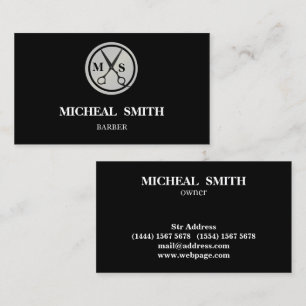 Einfache Coole Retro-Vintage Barber-Monogramm-Sche Visitenkarte