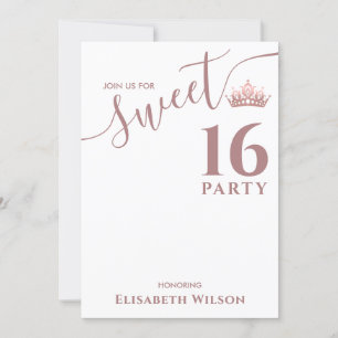 Einfache Coole Rose Goldtiara, süß 16 Einladung