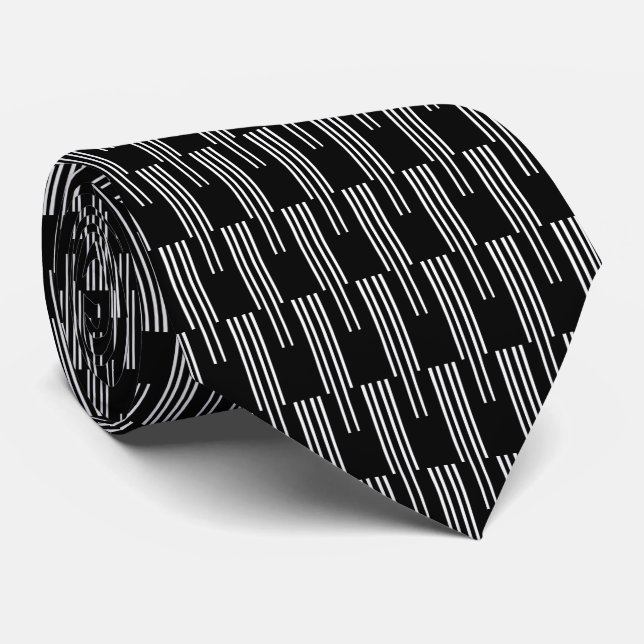 Einfache Coole Schwarzweiß-Linien Krawatte (Gerollt)