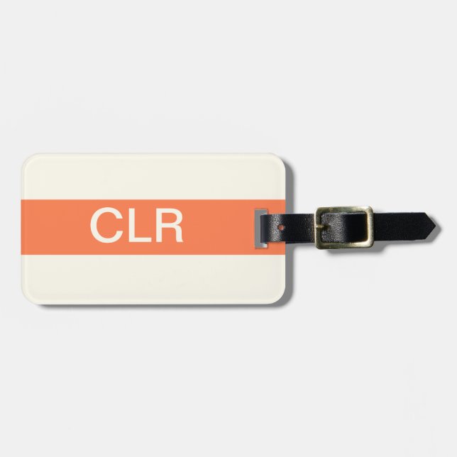 Einfache Coral Ivory Monogram Initials Gepäckmarke Gepäckanhänger (Vorderseite horizontal)