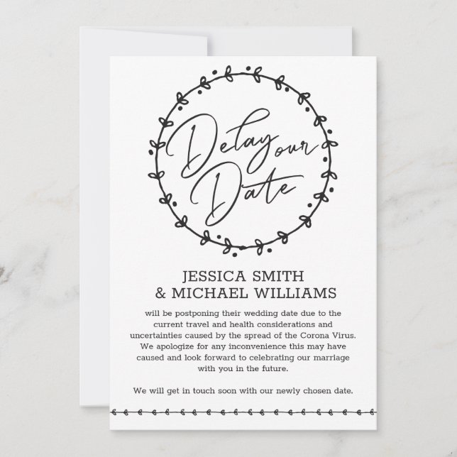 Einfache Corona Virus Change Date Wedding Card Einladung (Vorderseite)