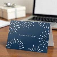 Einfache Corporate Blue White Fireworks Geburtstag
