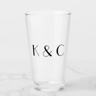 Einfache Couple Initials Hochzeit Glas
