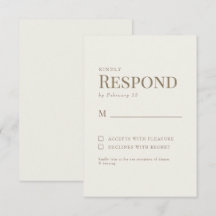 Einfache Cream Gold Text Wedding RSVP