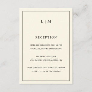 Einfache Cream Monogram Elegante Hochzeit Begleitkarte