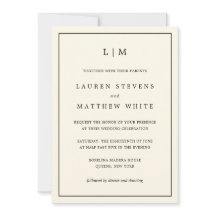 Einfache Cream Monogram Elegante Hochzeit