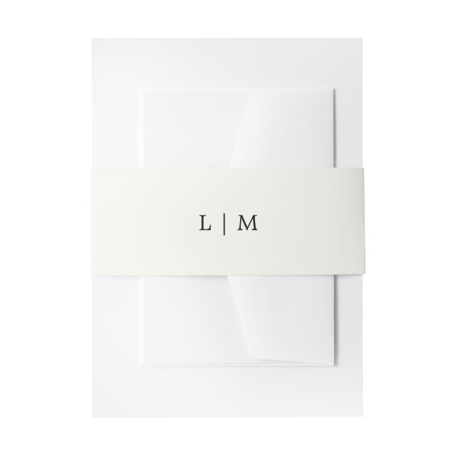 Einfache Cream Monogram Elegante Hochzeit Einladungsbanderole (Vorderseite Beispiel)