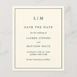 Einfache Cream Monogram Hochzeit Sichern des Datum