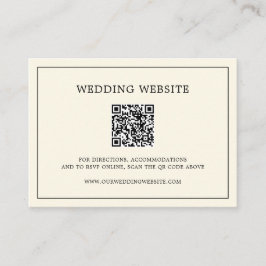 Einfache Cream Monogram QR Code Elegante Hochzeit Begleitkarte