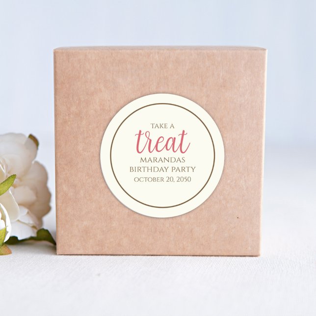 Einfache Cream Whimsical Script Fun Niedliches Par Runder Aufkleber (Von Creator hochgeladen)