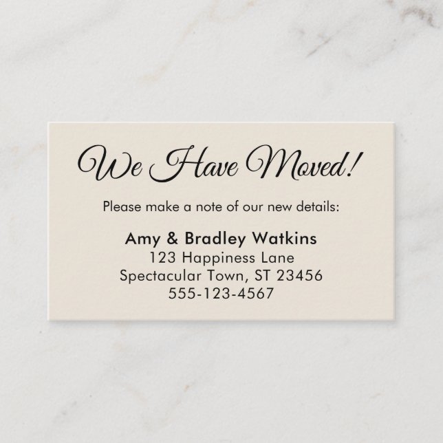 Einfache Creme, die wir übertragen haben Änderung  Begleitkarte (Vorderseite)