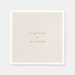 Einfache Creme Gold Text Hochzeits Cocktail Serviette