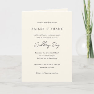 Einfache Creme Moderne Hochzeit Einladung